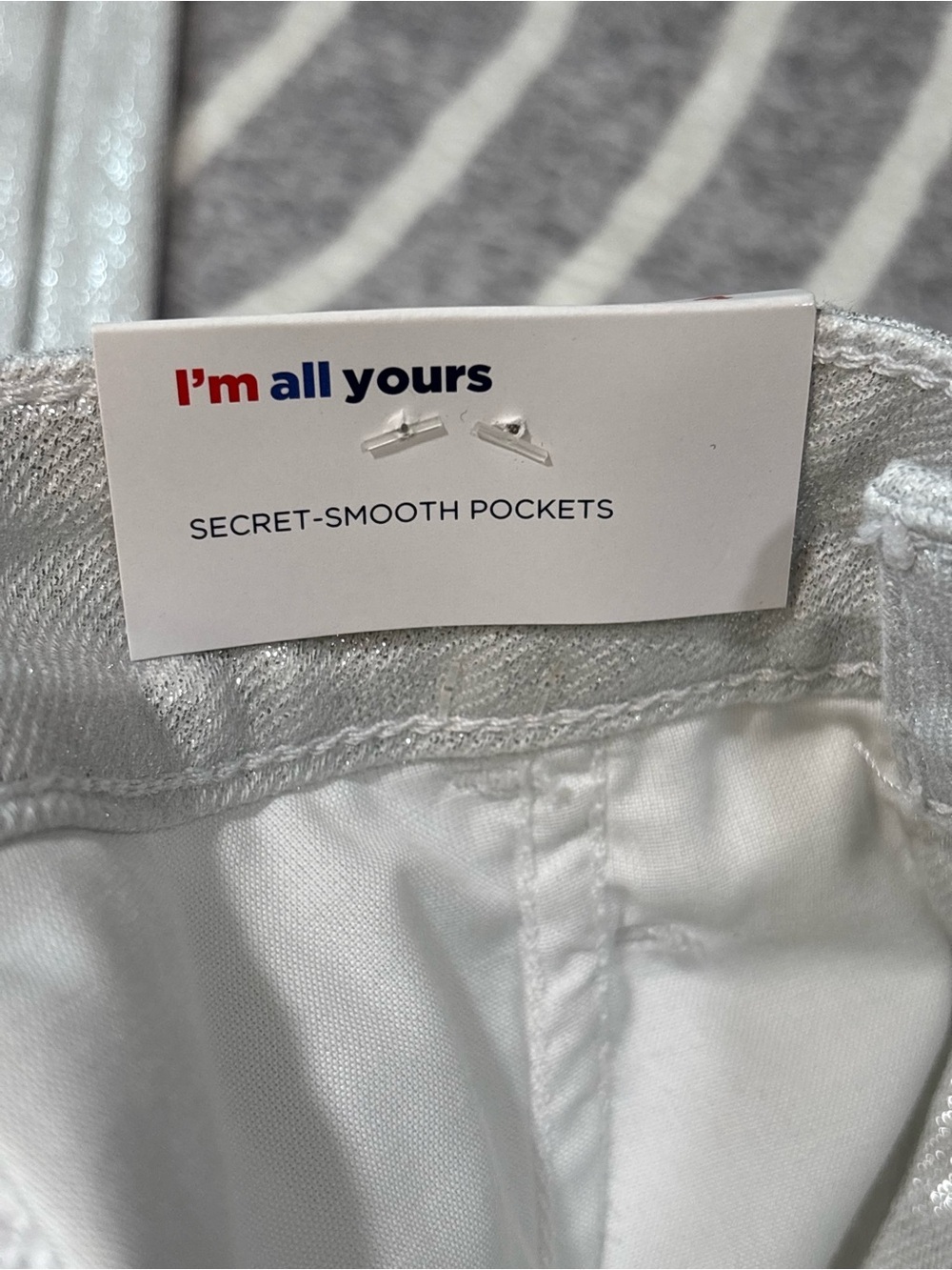 NWT Old Navy High Waisted Silver Shine White Vintage Slim, Size 4, Metallic - Picture 12 of 13